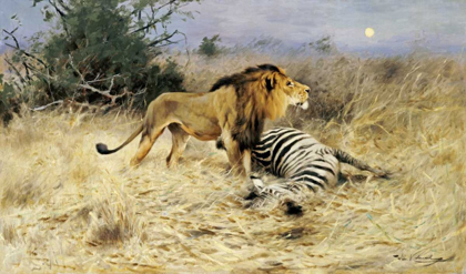 Picture of A LION WITH HIS PREY