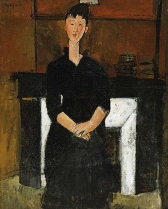 Picture of WOMAN SAT BY A FIREPLACE