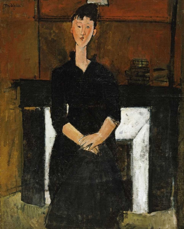 Picture of WOMAN SAT BY A FIREPLACE