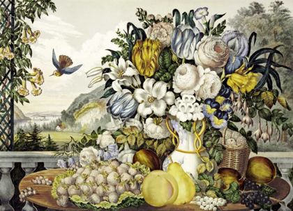 Picture of LANDSCAPE, FRUIT AND FLOWERS