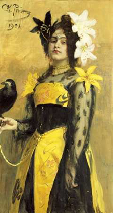 Picture of PORTRAIT OF A LADY IN A YELLOW AND BLACK GOWN