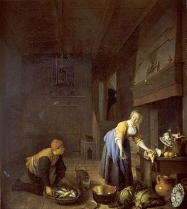 Picture of A KITCHEN WITH A KITCHEN MAID