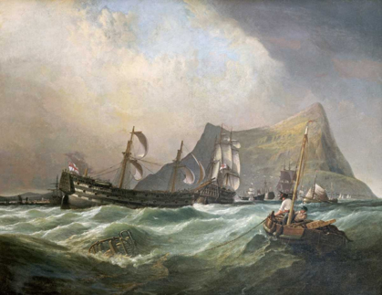 Picture of NEPTUNE, TOWING THE VICTORY INTO GIBRALTAR HARBOUR AFTER THE BATTLE OF TRAFALGAR