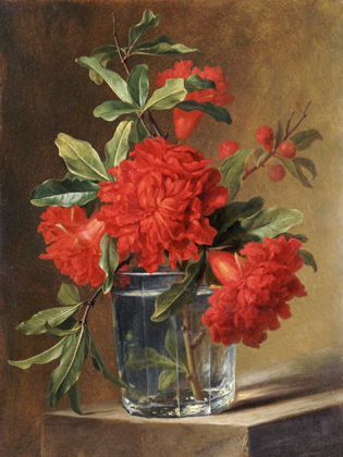 Picture of RED CARNATIONS AND A SPRIG OF BERRIES