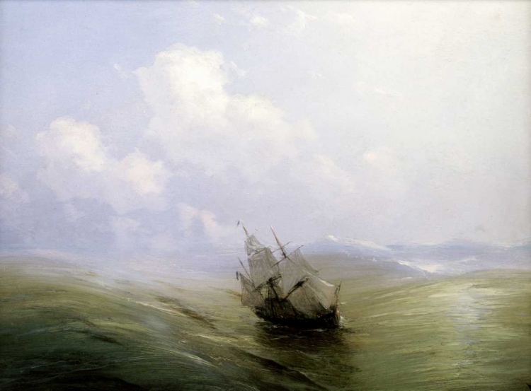 Picture of A SAILING BOAT IN A HEAVY SWELL