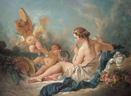 Picture of NYMPH PLAYING THE FLUTE WITH PUTTI