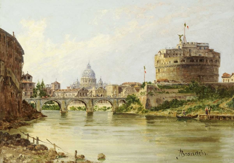 Picture of THE TIBER WITH THE CASTEL SANTANGELO AND ST.PETERS, ROME