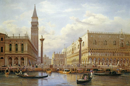 Picture of A VIEW OF THE PIAZZETTA WITH THE DOGES PALACE FROM THE BACINO, VENICE