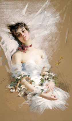 Picture of RECLINING BEAUTY WITH BASKETS OF FLOWERS