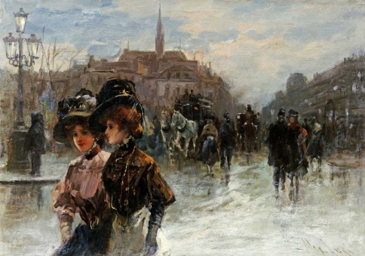 Picture of A STREET SCENE WITH ELEGANT LADIES, PARIS