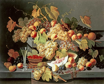 Picture of STILL LIFE WITH FRUIT AND A GLASS OF CHAMPAGNE