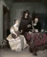 Picture of YOUNG WOMAN PLAYING THE THEORBO TO TWO MEN