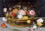 Picture of ROSES TULIPS, AND OTHER FLOWERS IN A WICKER BASKET