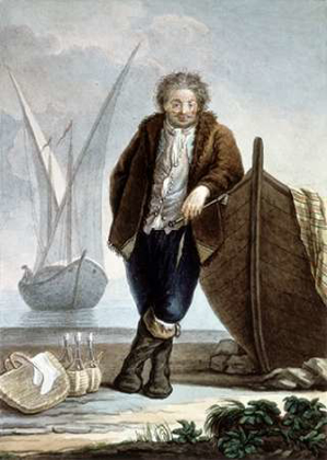 Picture of SAILOR LEANING AGAINST BOAT HULLFROM