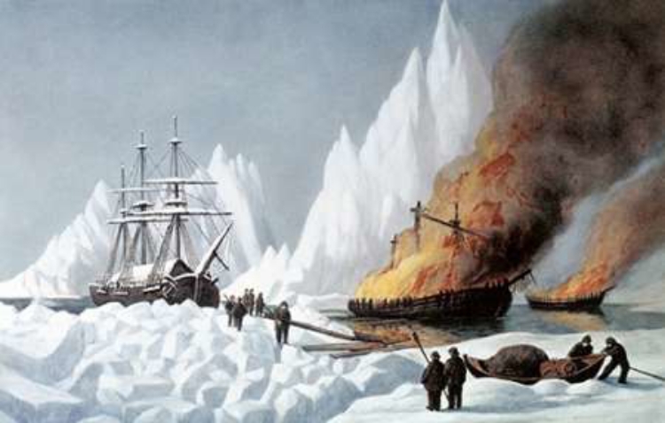 Picture of AMERICAN WHALERS CRUSHED IN THE ICE