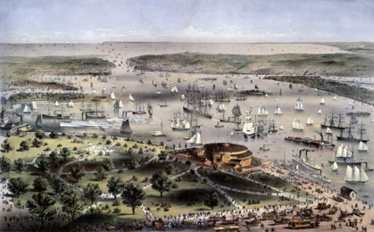 Picture of PORT OF NEW YORK BIRDS EYE VIEW FROM THE BATTERY, LOOKING SOUTH
