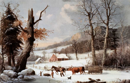 Picture of WINTER IN THE COUNTRY - HOMEWARD FROM THE WOOD-LOT