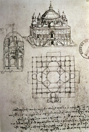 Picture of SKETCH OF A SQUARE CHURCH WITH CENTRAL DOME AND MINARET
