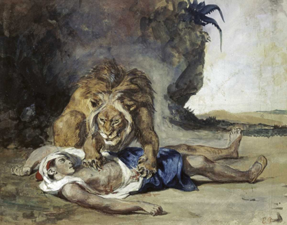 Picture of LION RENDING APART A CORPSE