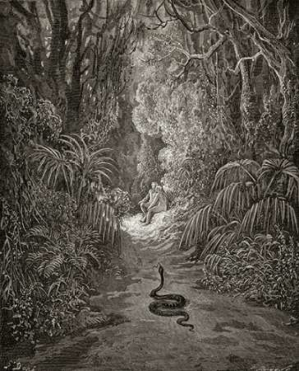 Picture of SATAN AS A SERPENT, ENTERS PARADISE IN SEARCH OF EVE (FROM MILTONS PARADISE LOST)