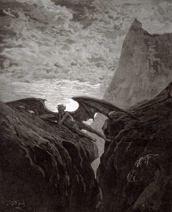 Picture of SATAN RESTING ON THE MOUNTAIN - FROM MILTONS PARADISE LOST