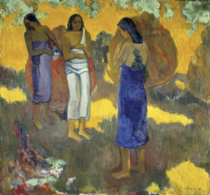 Picture of THREE TAHITIAN WOMEN AGAINST A YELLOW BACKGROUND, - TROIS TAHITIENNES SUR UN FOND JAUNE