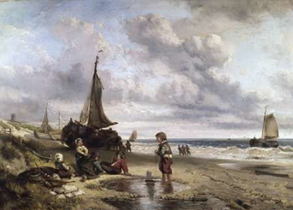 Picture of CHILDREN PLAYING BY THE OCEAN