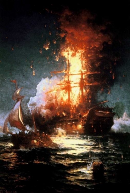 Picture of BURNING OF THE FRIGATE PHILADELPHIA TRIPOLI HARBOR, FEB 16, 1804