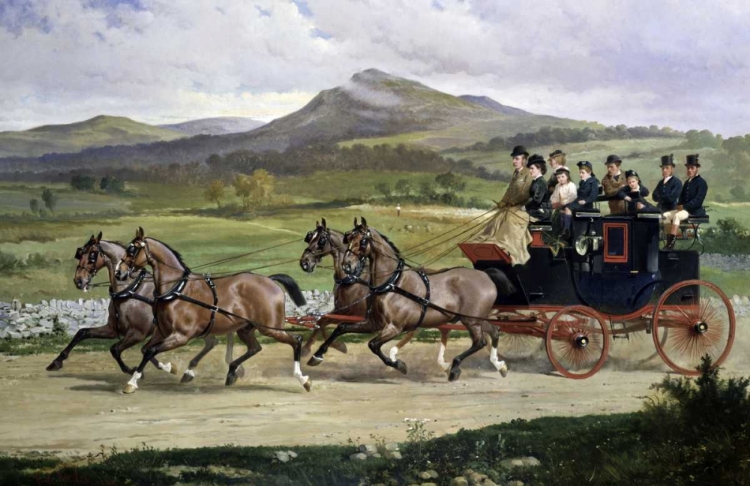 Picture of COACH AND FOUR HORSES ON THE OPEN ROAD