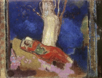 Picture of A WOMAN LYING UNDER THE TREE