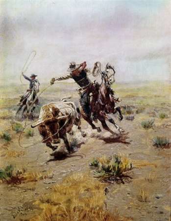 Picture of COWBOY ROPING A STEER