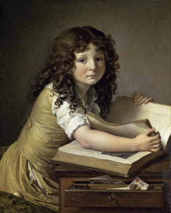 Picture of A YOUNG CHILD LOOKING AT FIGURES IN A BOOK