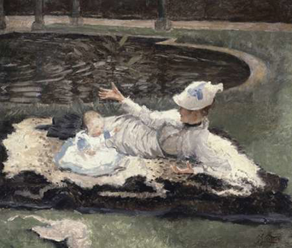 Picture of MRS. NEWTON WITH A CHILD BY A POOL