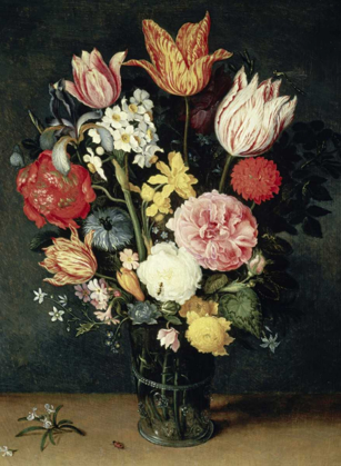 Picture of TULIPS, ROSES AND OTHER FLOWERS IN A GLASS