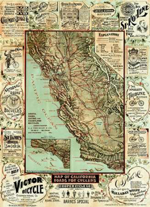 Picture of MAP OF CALIFORNIA ROADS FOR CYCLERS, 1896