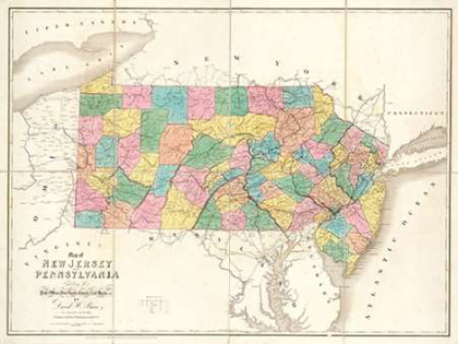 Picture of MAP OF NEW JERSEY AND PENNSYLVANIA, 1839