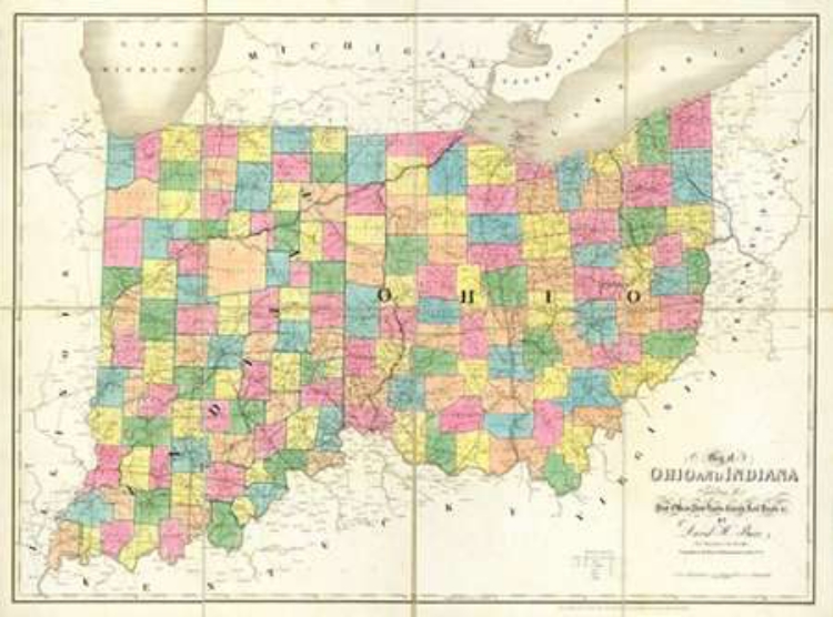Picture of MAP OF OHIO AND INDIANA, 1839