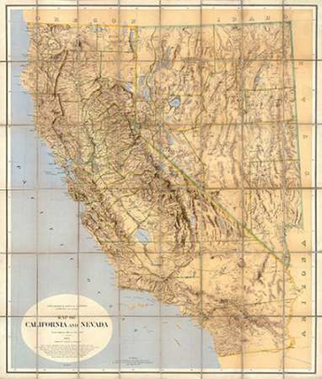 Picture of MAP OF CALIFORNIA AND NEVADA, 1874