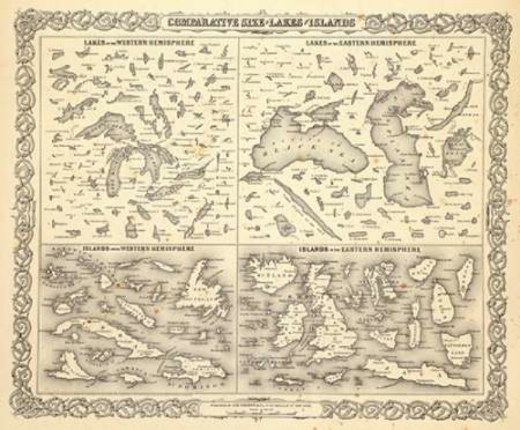 Picture of COMPARATIVE SIZE OF LAKES AND ISLANDS, 1856