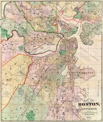 Picture of MAP OF THE CITY OF BOSTON AND ITS ENVIRONS, 1874