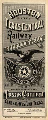 Picture of COVER: HOUSTON AND TEXAS CENTRAL RAILWAY THROUGH TEXAS, 1885