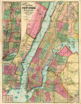 Picture of MAP OF NEW YORK AND ADJACENT CITIES, 1874