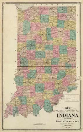 Picture of NEW SECTIONAL AND TOWNSHIP MAP OF INDIANA, 1876