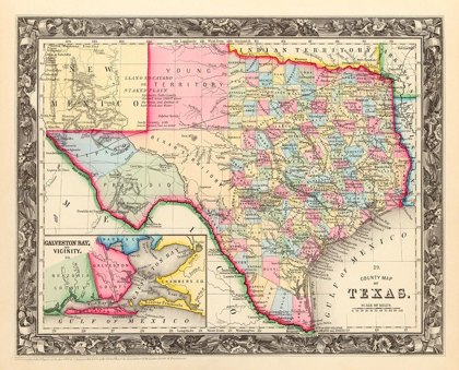 Picture of COUNTY MAP OF TEXAS, 1860