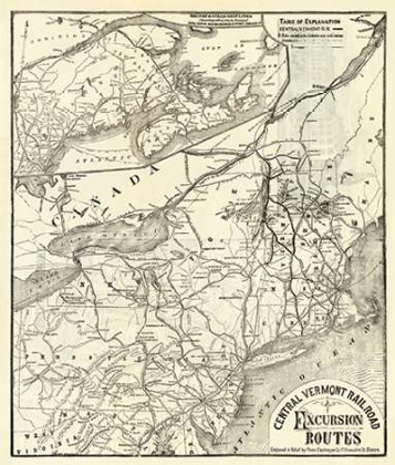 Picture of CENTRAL VERMONT. RR. EXCURSION ROUTES, 1879