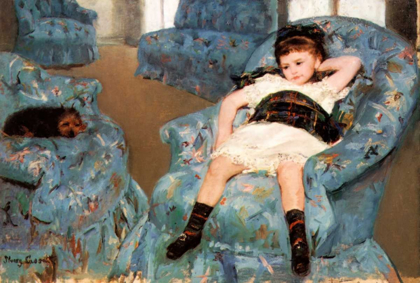 Picture of LITTLE GIRL IN A BLUE ARMCHAIR 1878
