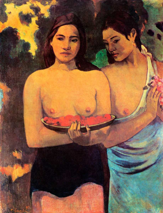 Picture of TWO TAHITIAN WOMEN WITH MANGOES