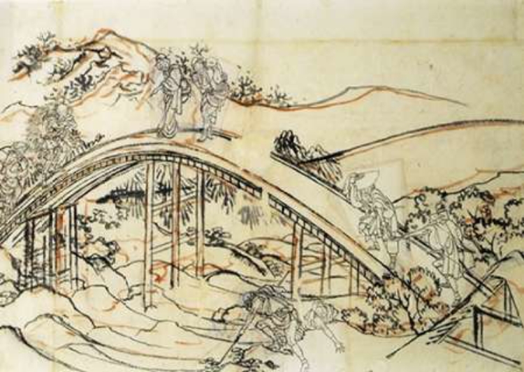 Picture of PEOPLE CROSSING AN ARCHED BRIDGE II