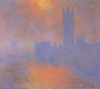 Picture of LONDON PARLIAMENT WITH THE SUN BREAKING THROUGH FOG