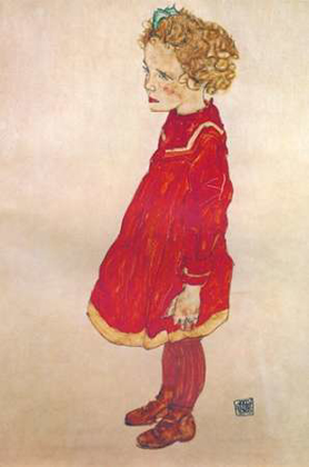 Picture of LITTLE GIRL WITH BLOND HAIR IN RED DRESS